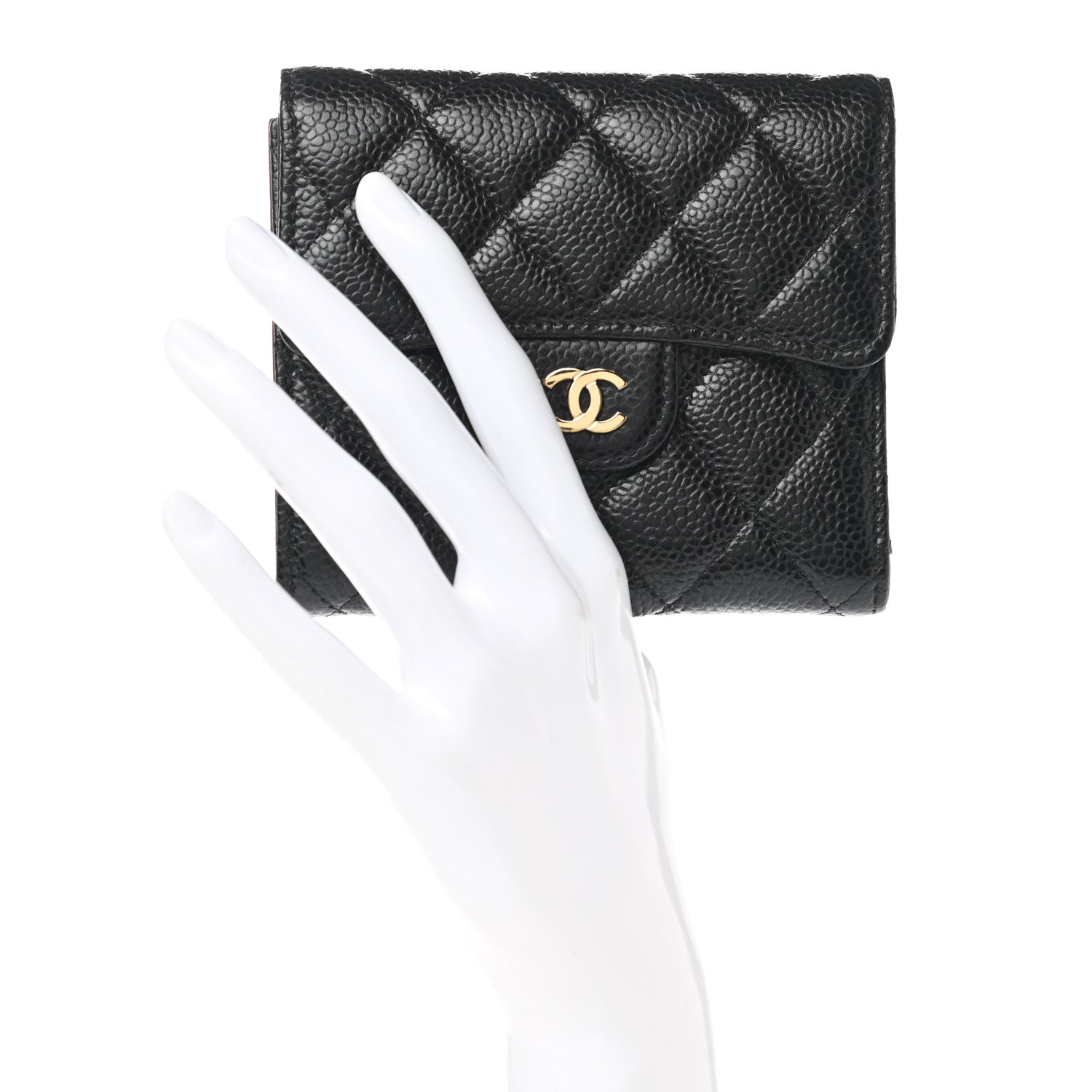 Chanel Caviar Quilted Compact Flap Wallet Black 2 of 8