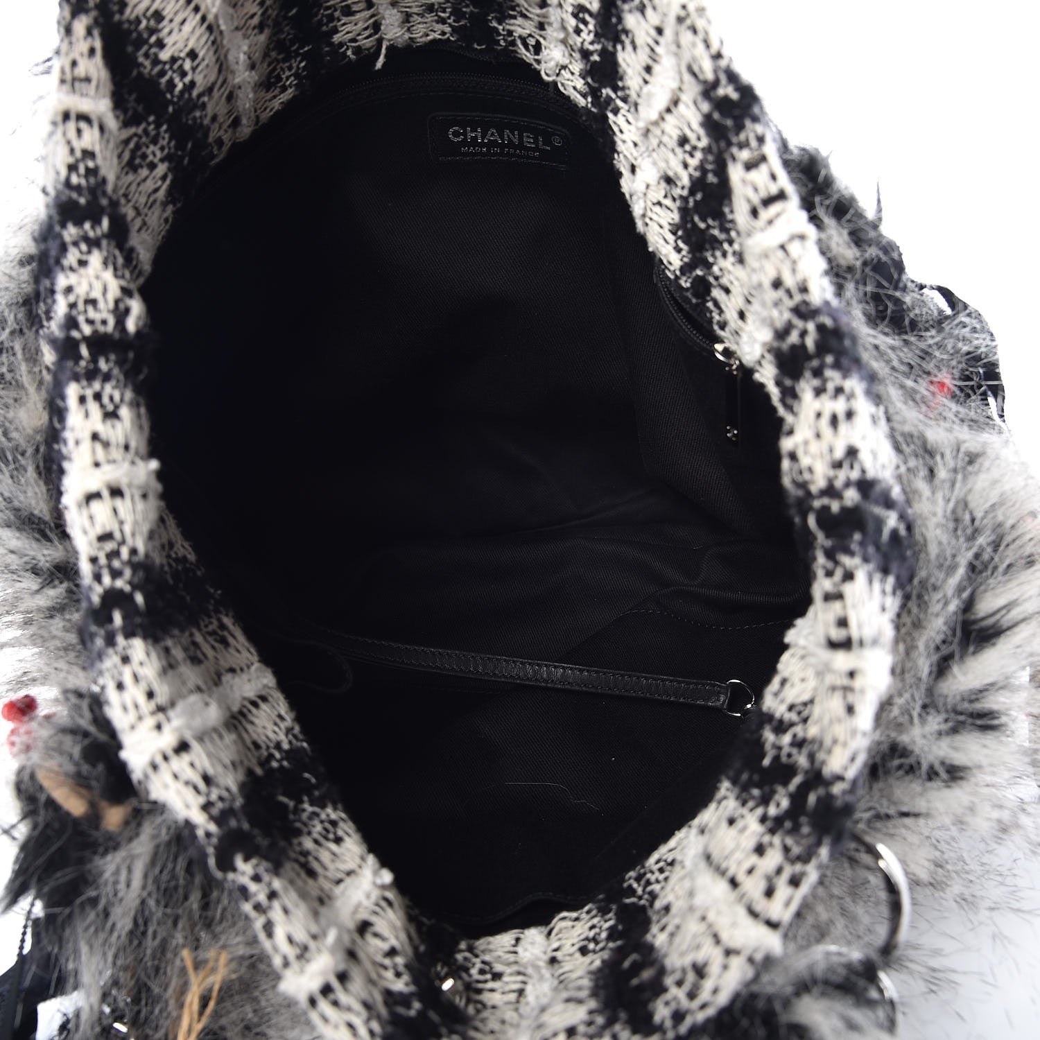 Chanel Aged Calfskin Tweed Inuit Fantasy Fur Tote Black 5 of 9