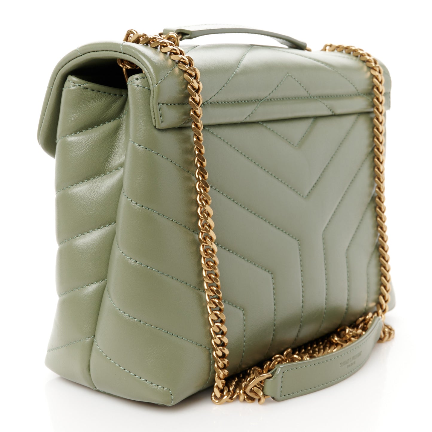 Calfskin Y Quilted Monogram Small Loulou Chain Satchel Light Sage