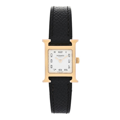 Hermes Stainless Steel Epsom 17.2mm Heure H Hour Quartz Watch Noir 1 of 5