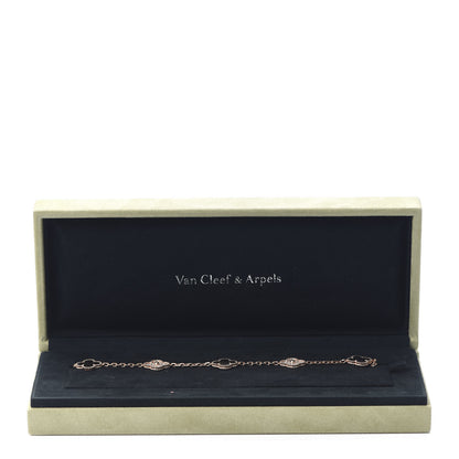 Van Cleef & Arpels 18K Rose Gold Diamond Gray Mother of Pearl 5 Motifs Vintage Alhambra Bracelet 8 of 8