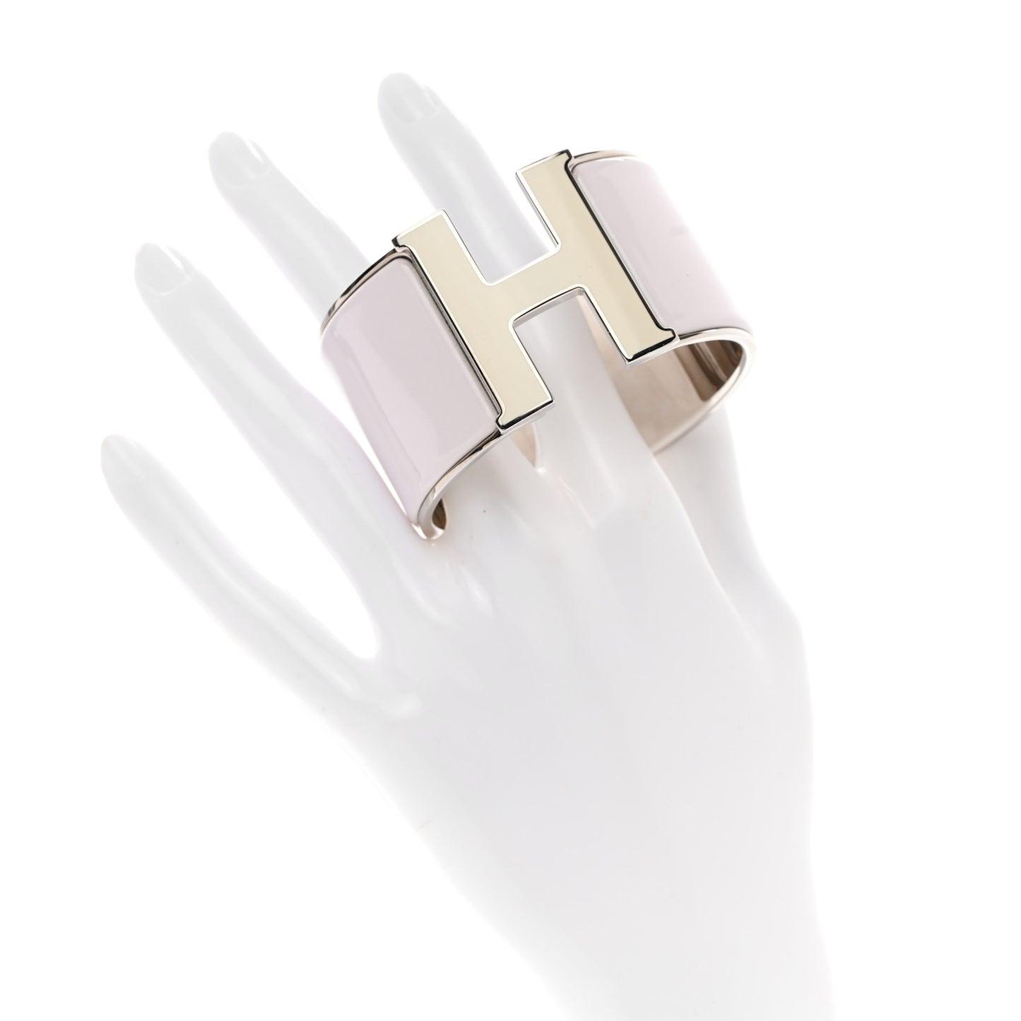 Enamel Extra Wide Clic Clac H Bracelet PM Rose White
