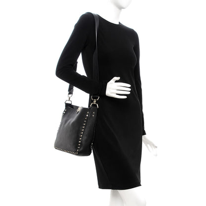 Valentino Garavani Pebbled Calfskin Small Rockstud Flip-Lock Messenger Bag Black 2 of 11