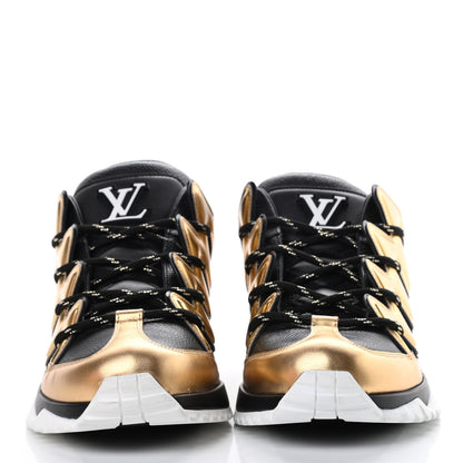 Louis Vuitton Calfskin Mens Zig Zag Sneakers 8 Black Gold 2 of 10