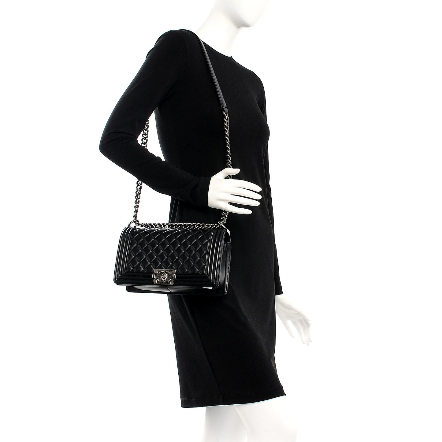 Lambskin Quilted Medium Boy Flap Black