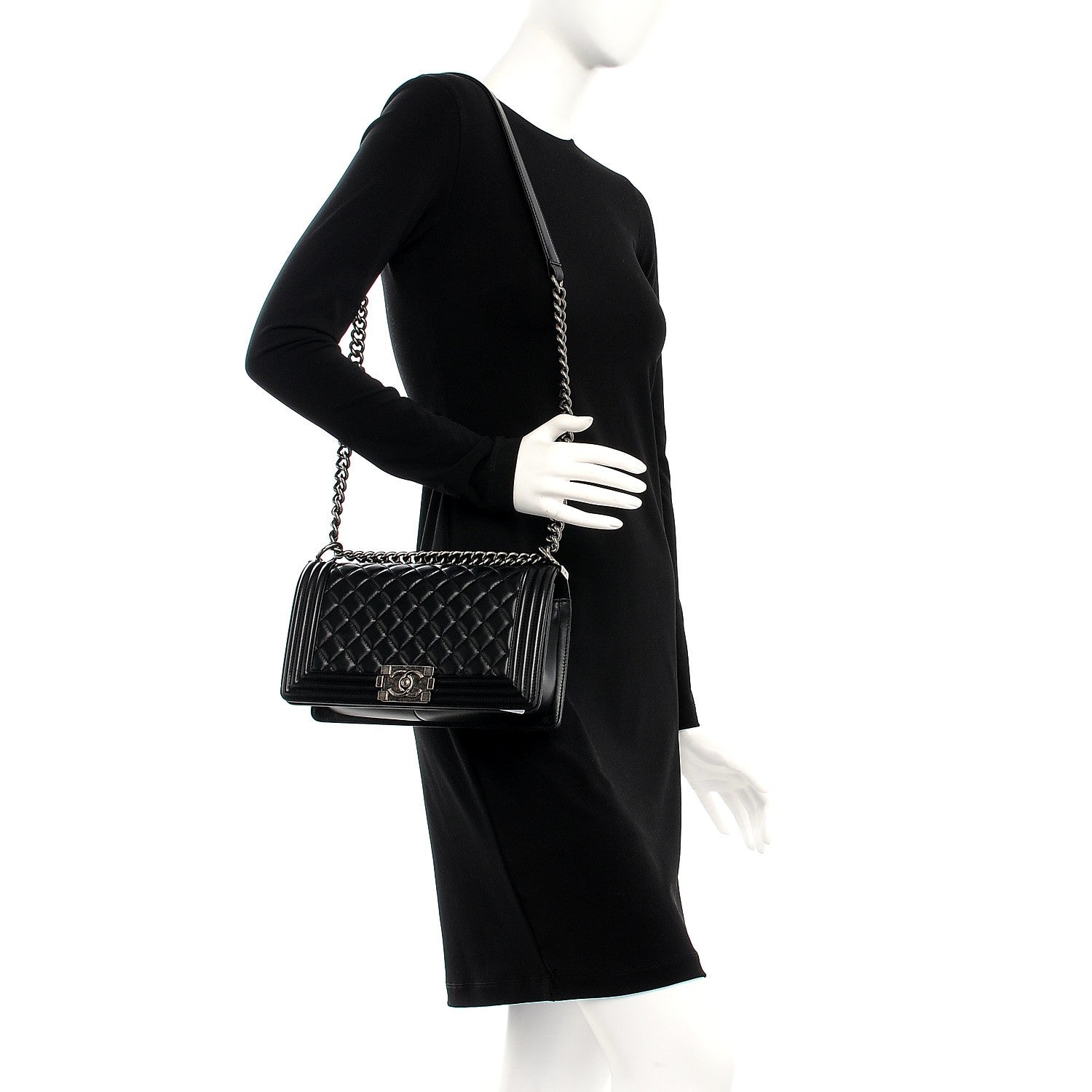 Chanel Lambskin Quilted Medium Boy Flap Black 2 of 8