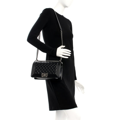 Chanel Lambskin Quilted Medium Boy Flap Black 2 of 8