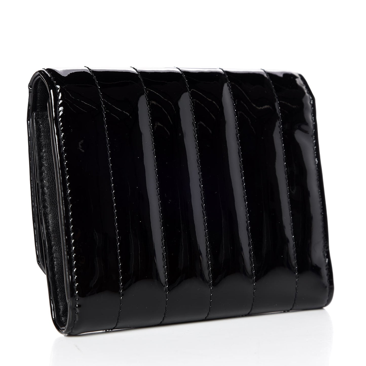 Patent Matelasse Monogram Vicky Tri-Fold Wallet Black