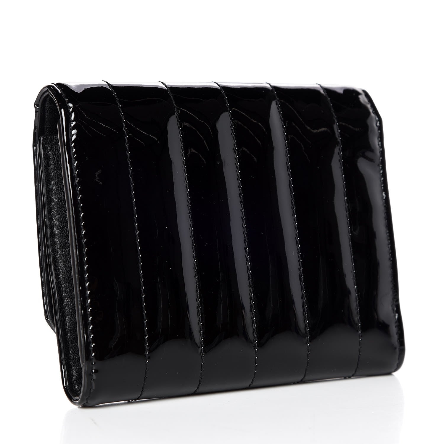 Saint Laurent Patent Matelasse Monogram Vicky Tri-Fold Wallet Black 3 of 7