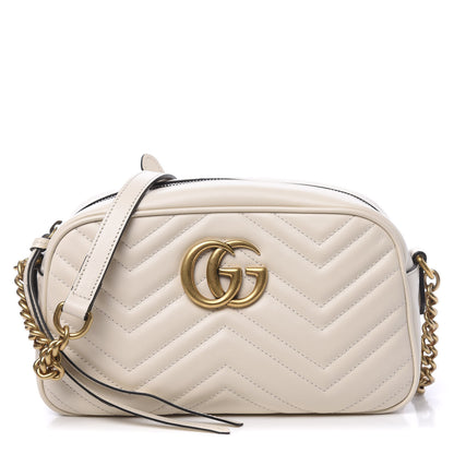 Gucci Calfskin Matelasse Small GG Marmont Chain Shoulder Bag White 1 of 12