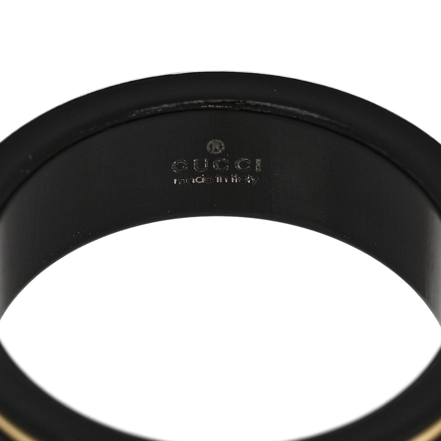 18K Yellow Gold Ceramic Topaz Icon Band Ring 60 9 Black
