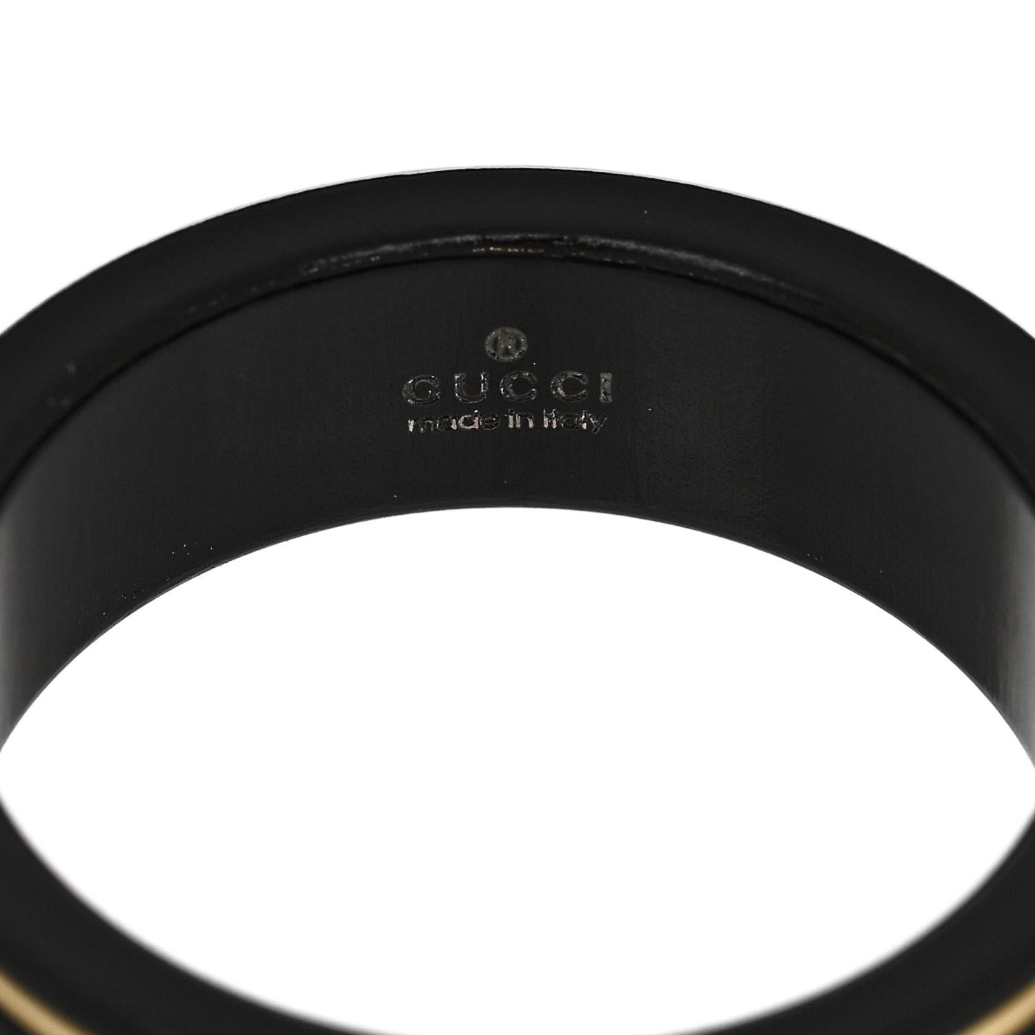 Gucci 18K Yellow Gold Ceramic Topaz Icon Band Ring 60 9 Black 7 of 7