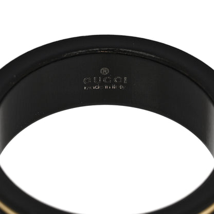 Gucci 18K Yellow Gold Ceramic Topaz Icon Band Ring 60 9 Black 7 of 7