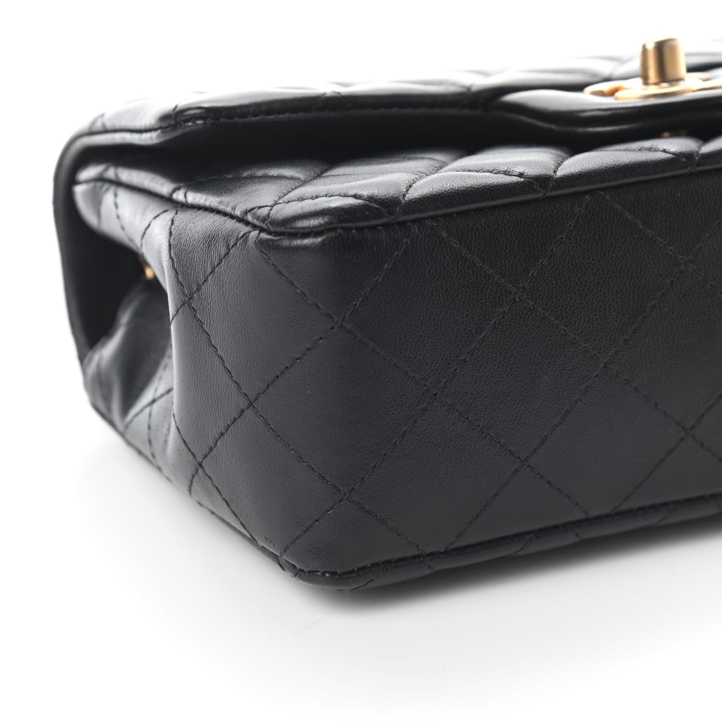 Lambskin Quilted Mini Rectangular Flap Black