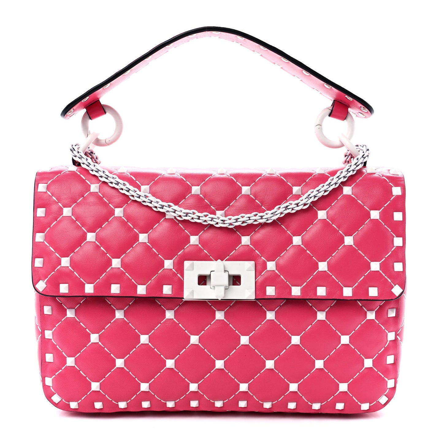 Lambskin Medium Free Rockstud Spike Shoulder Bag Shadow Pink