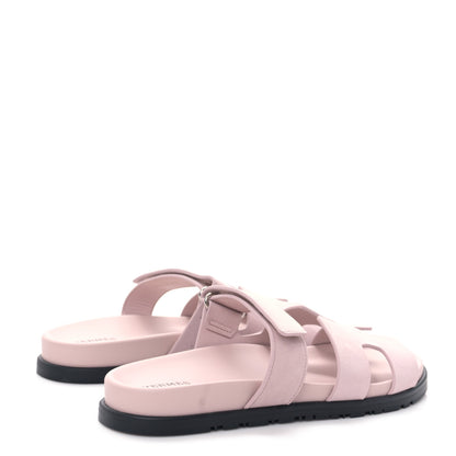 Hermes Suede Goatskin Womens Chypre Sandals 39.5 Rose Porcelaine 4 of 8
