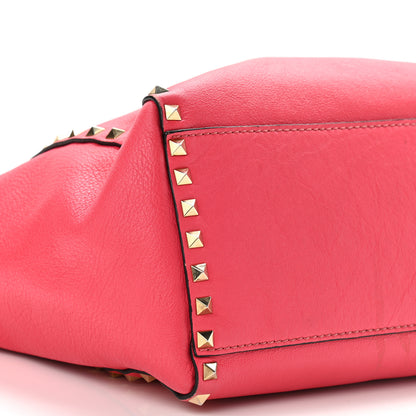 Valentino Garavani Vitello Rockstud Double Handle Tote Deep Rose 10 of 17
