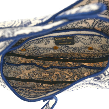 Christian Dior Canvas Embroidered Toile de Jouy Saddle Bag Blue 5 of 10