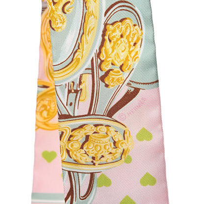 Hermes Silk Brides De Gala Love Twilly Parme Vert D Eau Vieux Rose 5 of 6