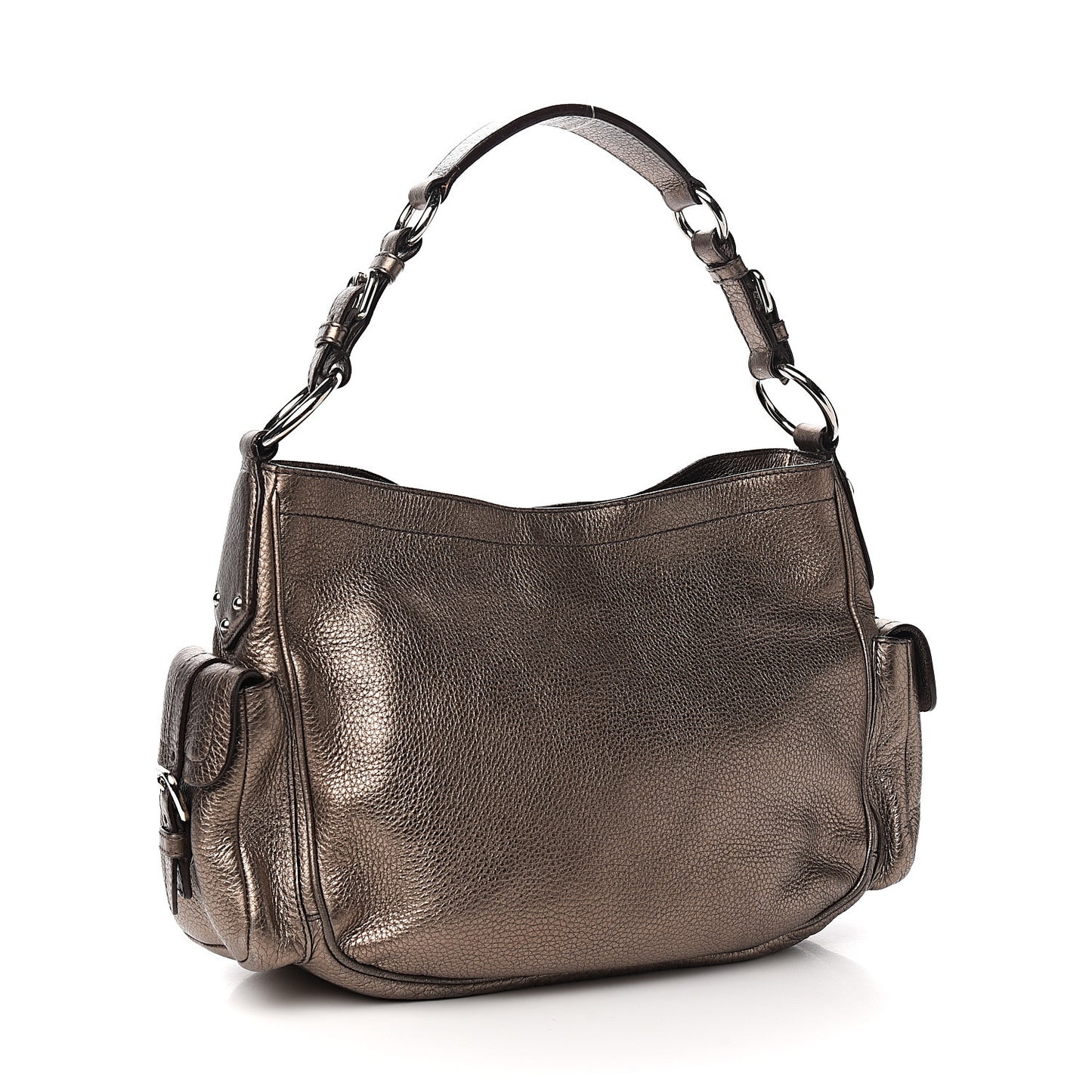 Metallic Vitello Daino Side Pocket Hobo Bronze