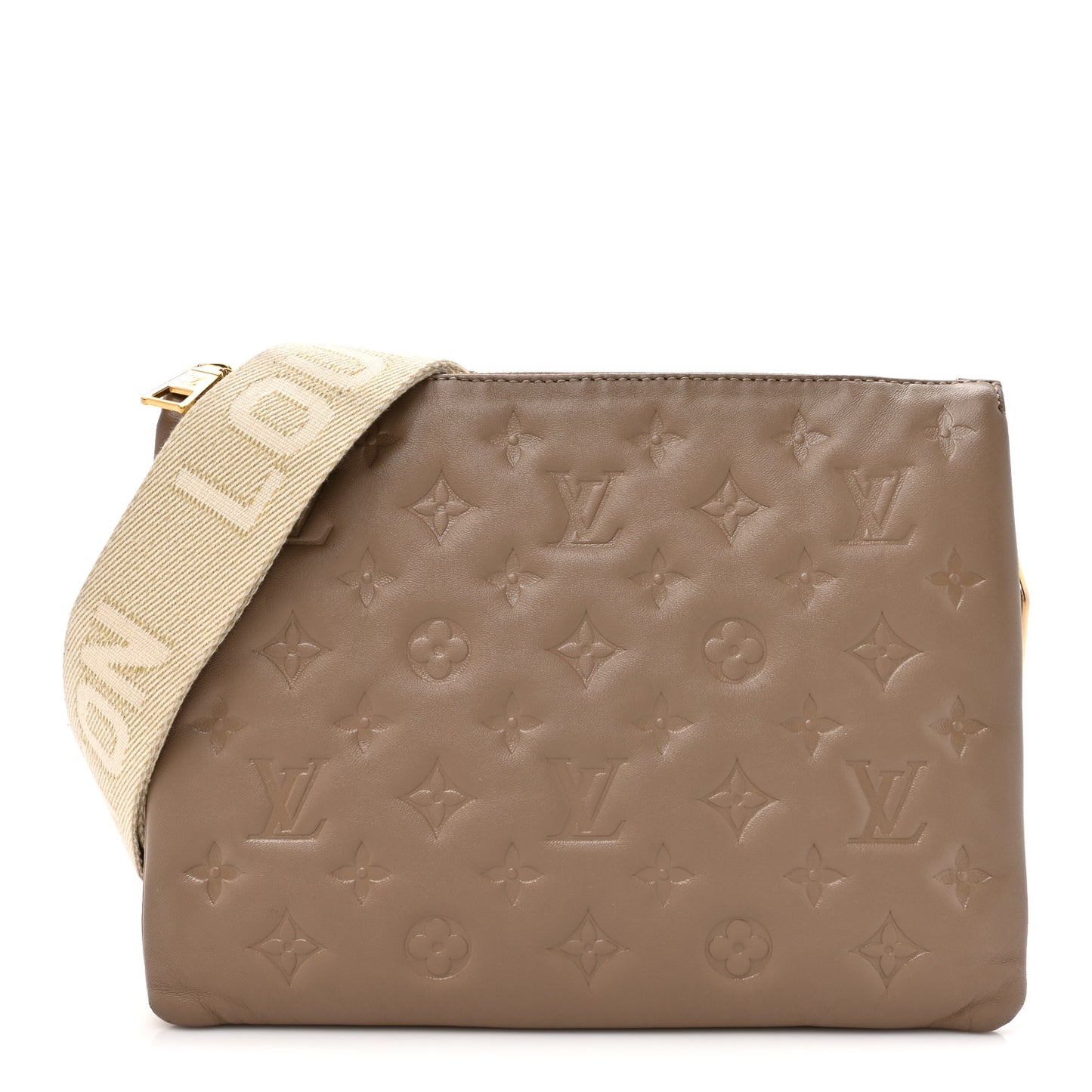 Lambskin Embossed Monogram Coussin PM Taupe