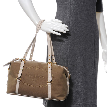 Prada Jacquard Logo Bauletto Corda Talco 2 of 8