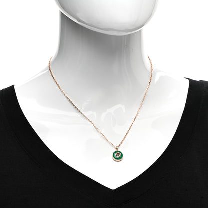 Gucci 18K Rose Gold Green Agate Interlocking G Pendant Necklace 2 of 5