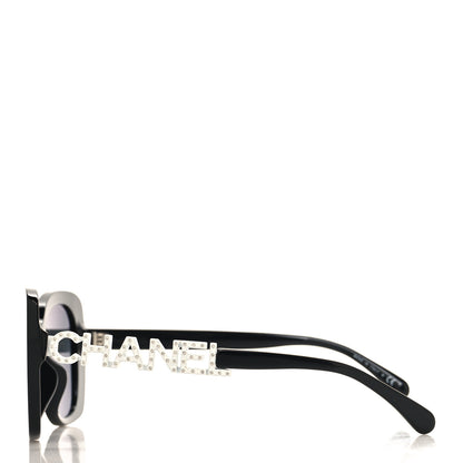 Chanel Acetate Strass Square Sunglasses 5422-B-A Black White 3 of 7