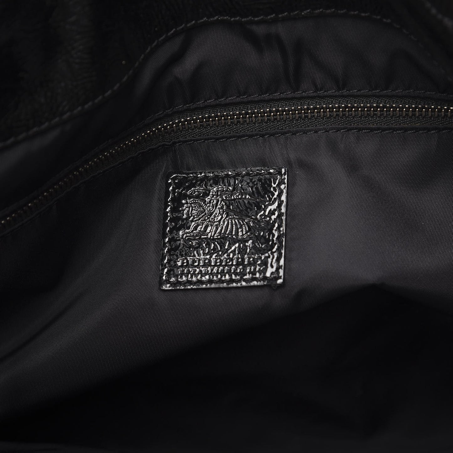 Nylon Beat Check Pleated East West Tote Black