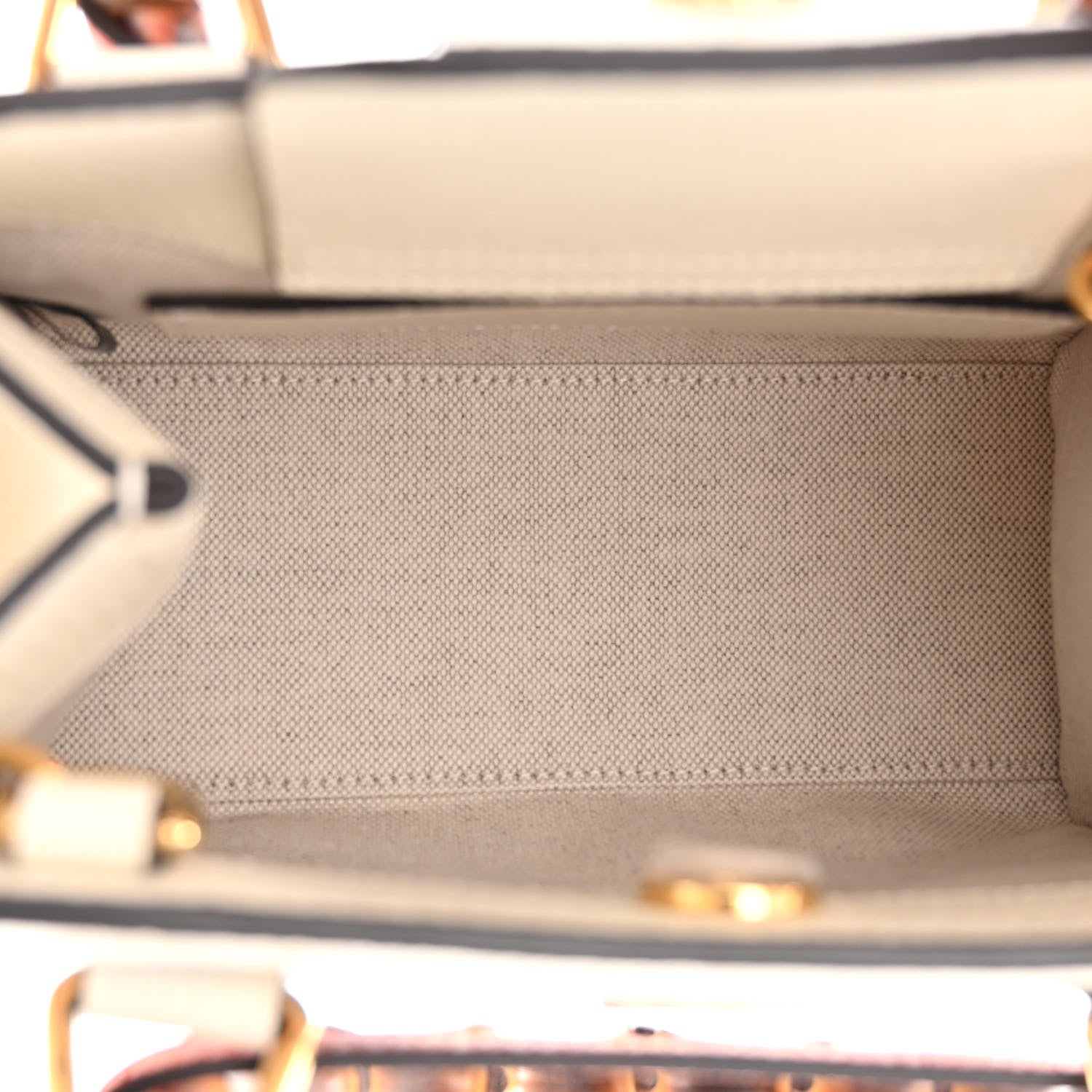 Gucci Raffia Calfskin Web Houndstooth Small Diana Tote Bag Light Blue Natural Deep Orange 5 of 10