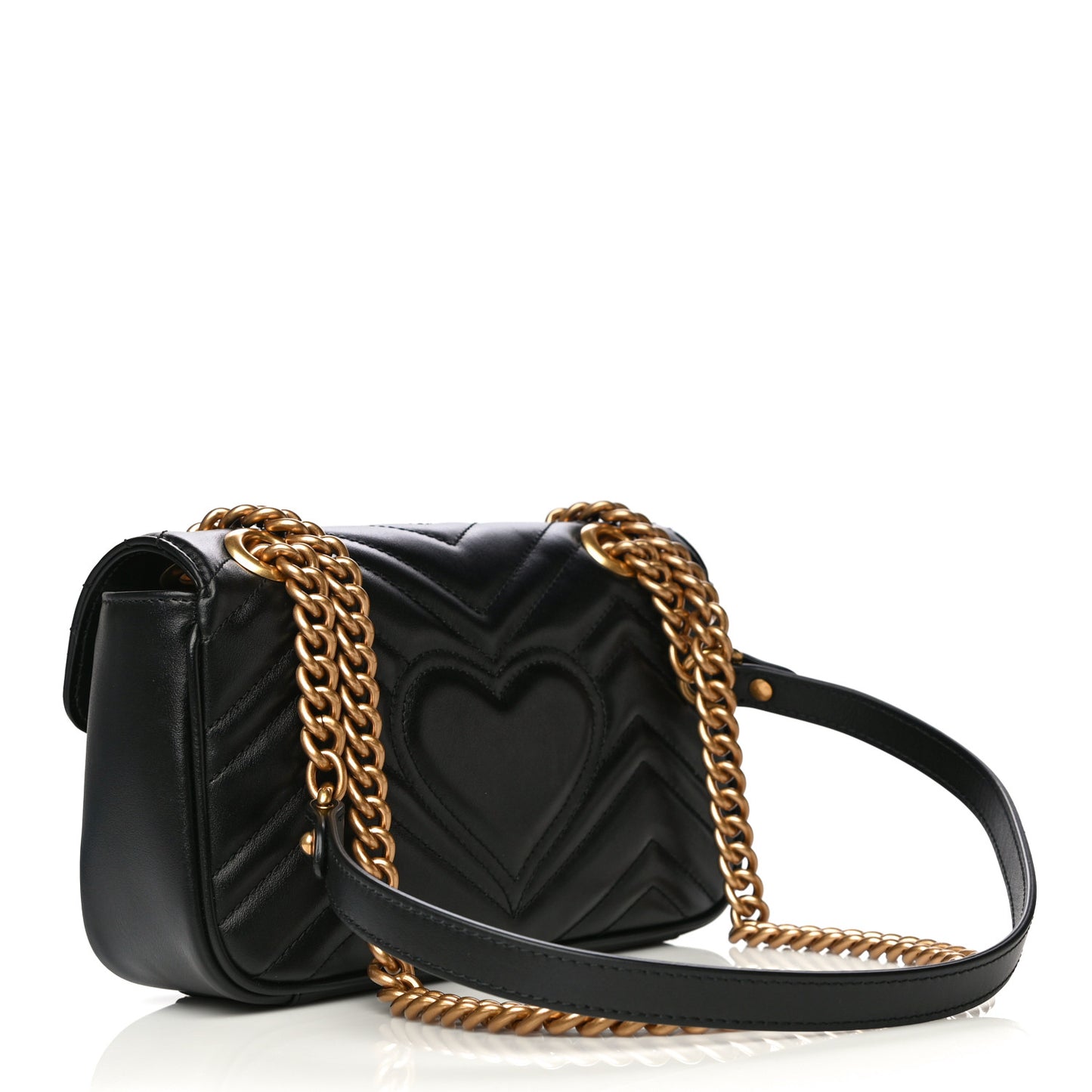 Calfskin Matelasse Mini GG Marmont Shoulder Bag Black