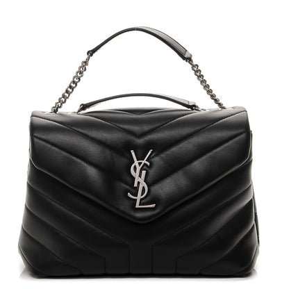 Saint Laurent Calfskin Y Quilted Monogram Small Loulou Chain Satchel Black 1 of 7