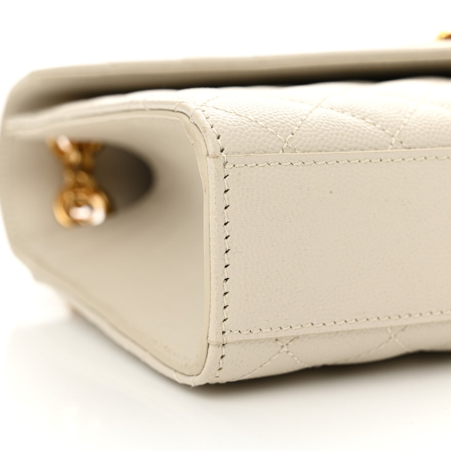 Grain De Poudre Textured Mixed Matelasse Medium Triquilt Monogram Satchel Crema Soft
