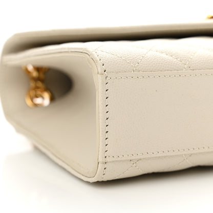 Saint Laurent Grain De Poudre Textured Mixed Matelasse Medium Triquilt Monogram Satchel Crema Soft 9 of 12