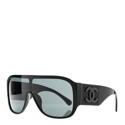 Chanel Acetate Crystal CC Shield Sunglasses 5466-B-A Black 1 of 8