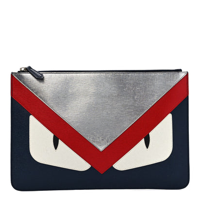 Fendi Metallic Vitello Elite Monster Eyes Pouch Navy Multicolor 1 of 7
