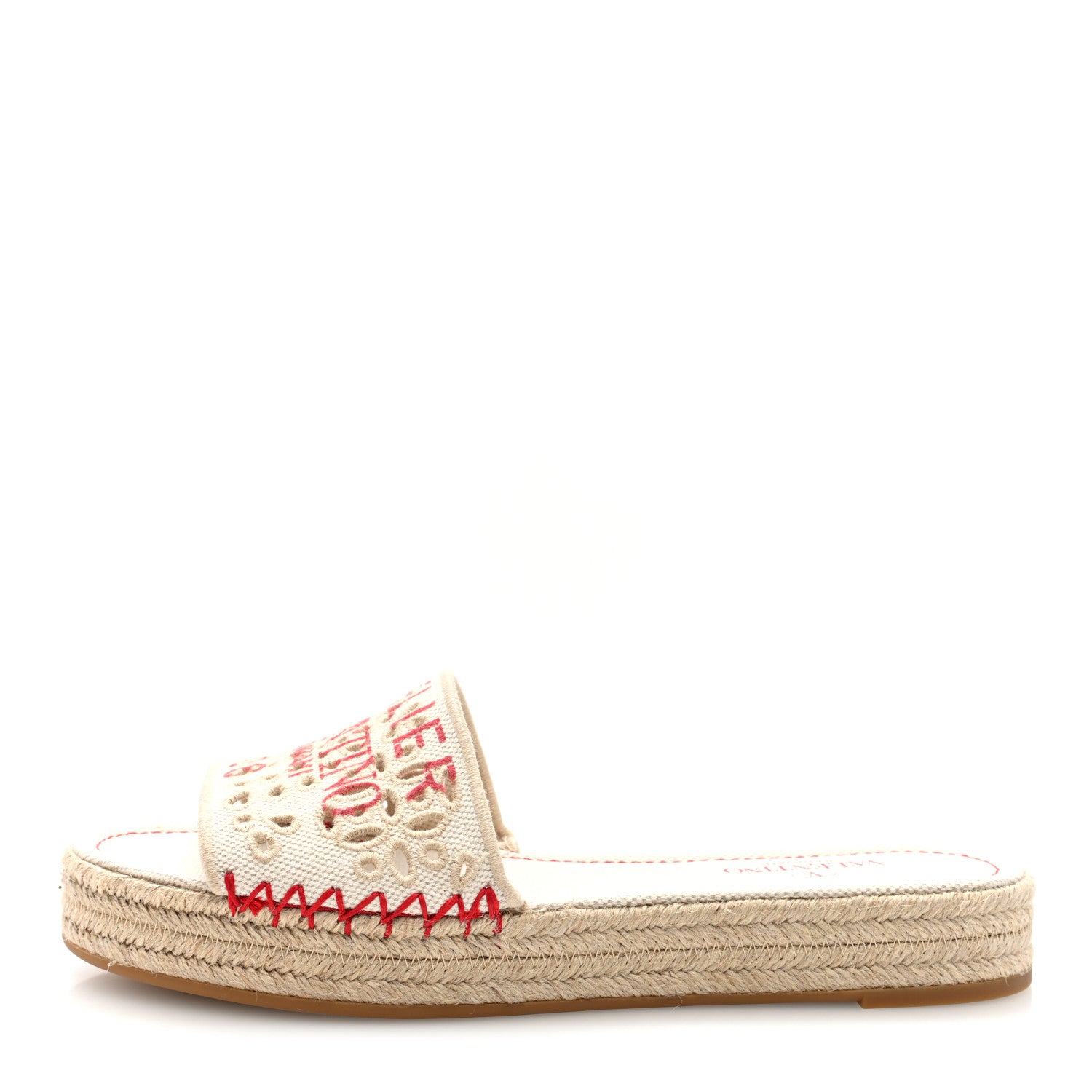 Valentino Garavani Canvas Atelier 08 San Gallo Edition Espadrille Flat Slide Sandals 38.5 Natural 1 of 9