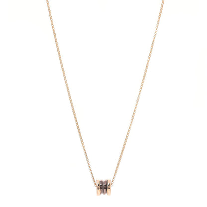 Bulgari 18K Rose Gold Cermet Small B.Zero1 Pendant Necklace 1 of 9