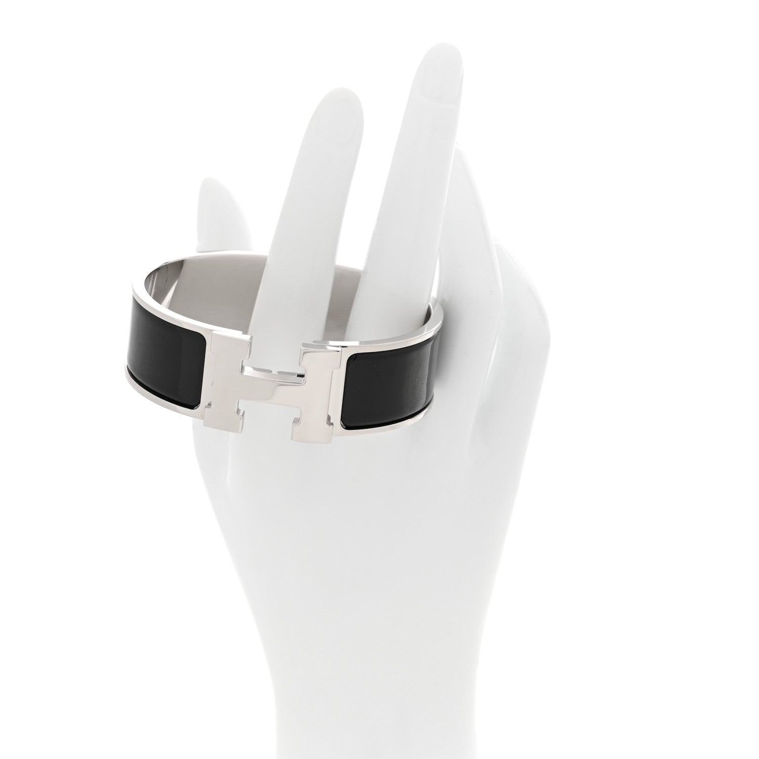 Hermes Enamel Wide Clic Clac H Bracelet GM Black 2 of 4