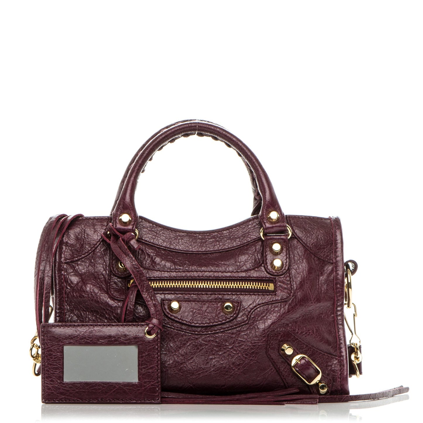 Agneau Classic Gold Hardware Mini City Violet Prune