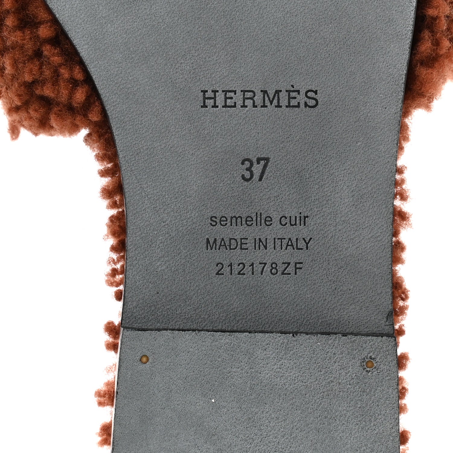 Hermes Woolskin Oran Sandals 37 Cognac 6 of 8