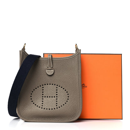 Hermes Taurillon Clemence Amazone Evelyne TPM Etoupe Bleu Indigo 10 of 10