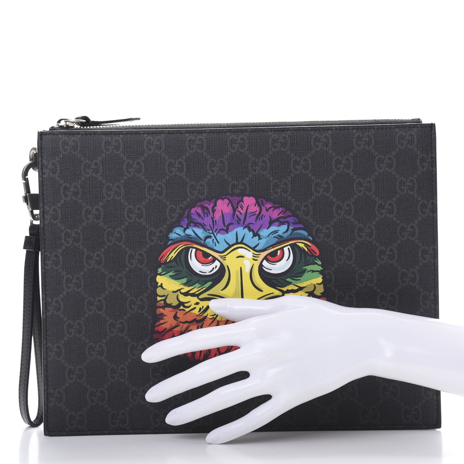 Gucci GG Supreme Monogram Rainbow Eagle Documents Holder Black Grey Multicolor 2 of 8