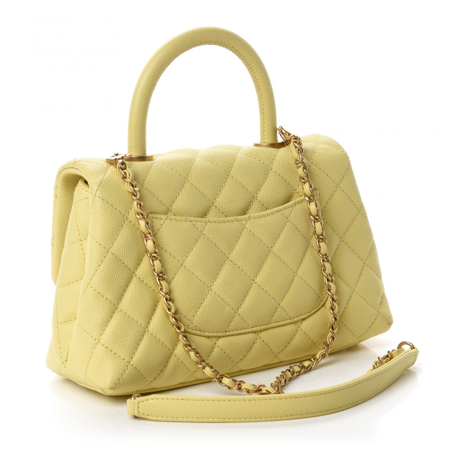 Caviar Quilted Mini Coco Handle Flap Yellow