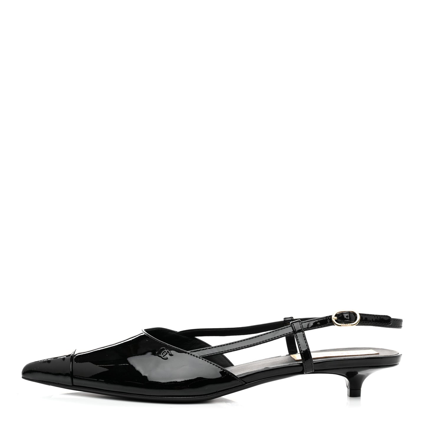 Patent CC Low Heel Slingback 41 Black