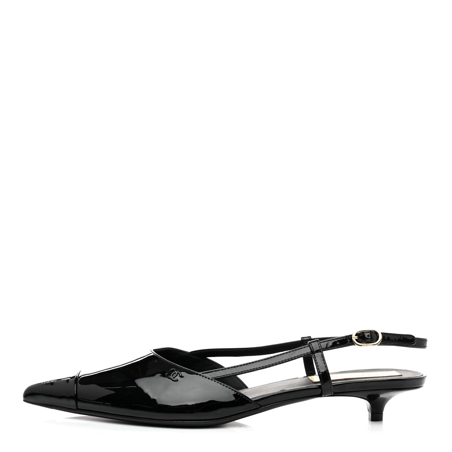 Chanel Patent CC Low Heel Slingback 41 Black 1 of 8