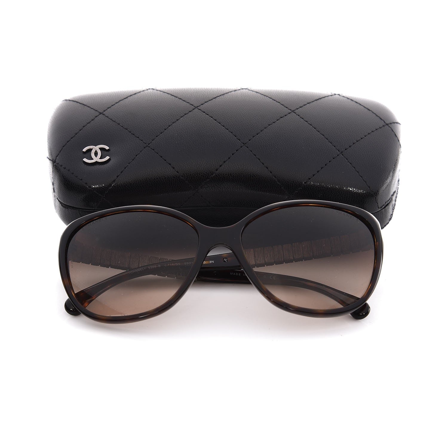 Chanel Crystal Baguette Cat Eye Sunglasses 5309-B Tortoise 8 of 8