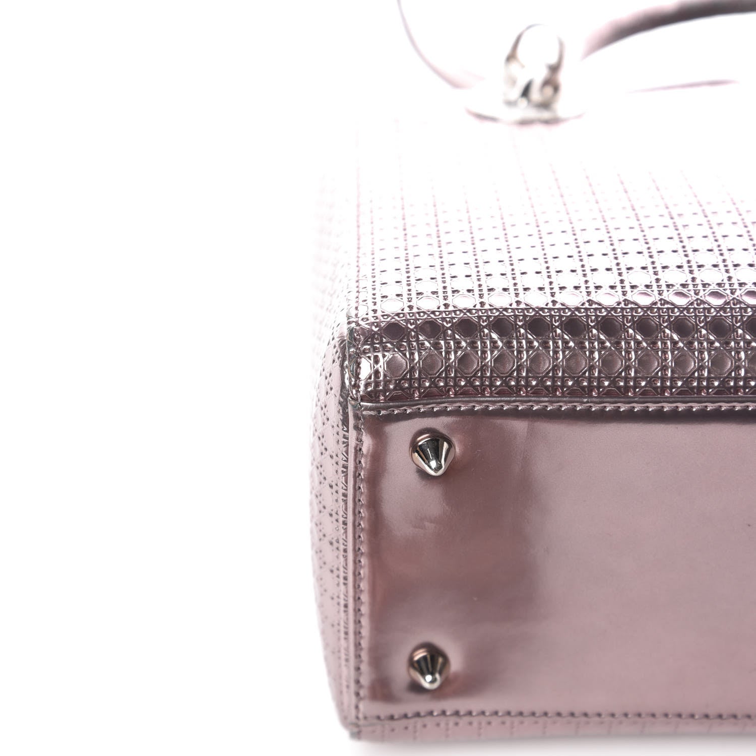 Christian Dior Metallic Patent Micro-Cannage Medium Lady Dior Pink 14 of 17