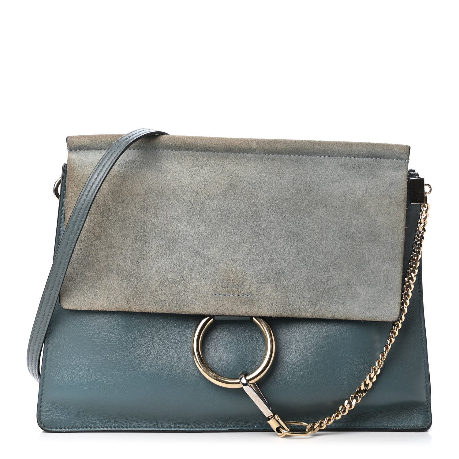 Chloe Suede Calfskin Medium Faye Shoulder Bag Cloudy Blue 1 of 5