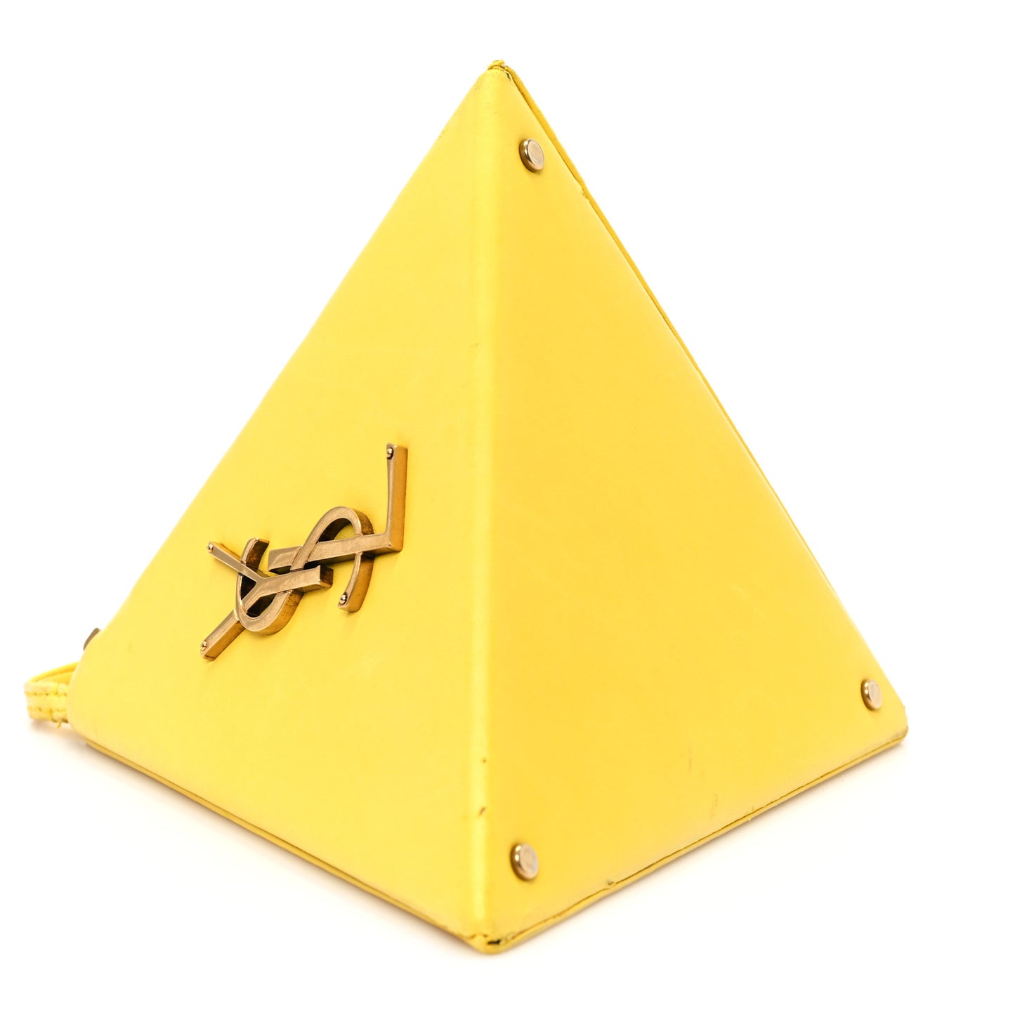 Lambskin Pyramid Clutch Yellow